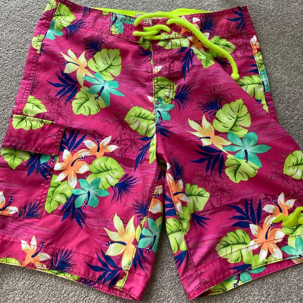 Neon board shorts, floral print in great condition